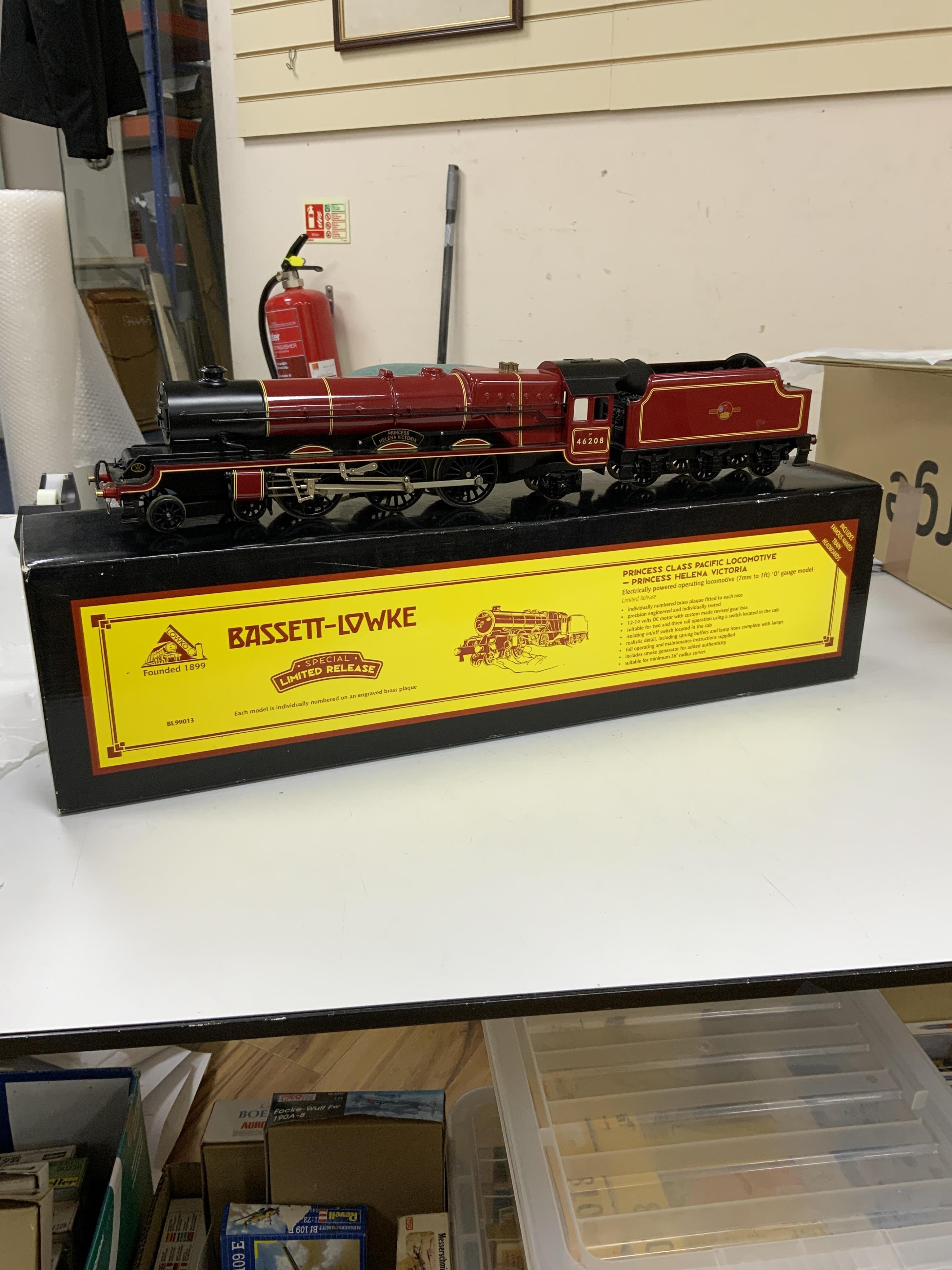 A boxed Bassett-Lowke by Corgi 0 gauge tinplate BR Princess Royal class 4-6-2 tender locomotive, Princess Helena Victoria 46208, a special limited release, with option for two or three rail running, with instruction leaf